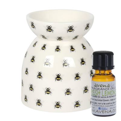 Bee Oil Burner White With FREE 10ml Lemon Fragrance Oil